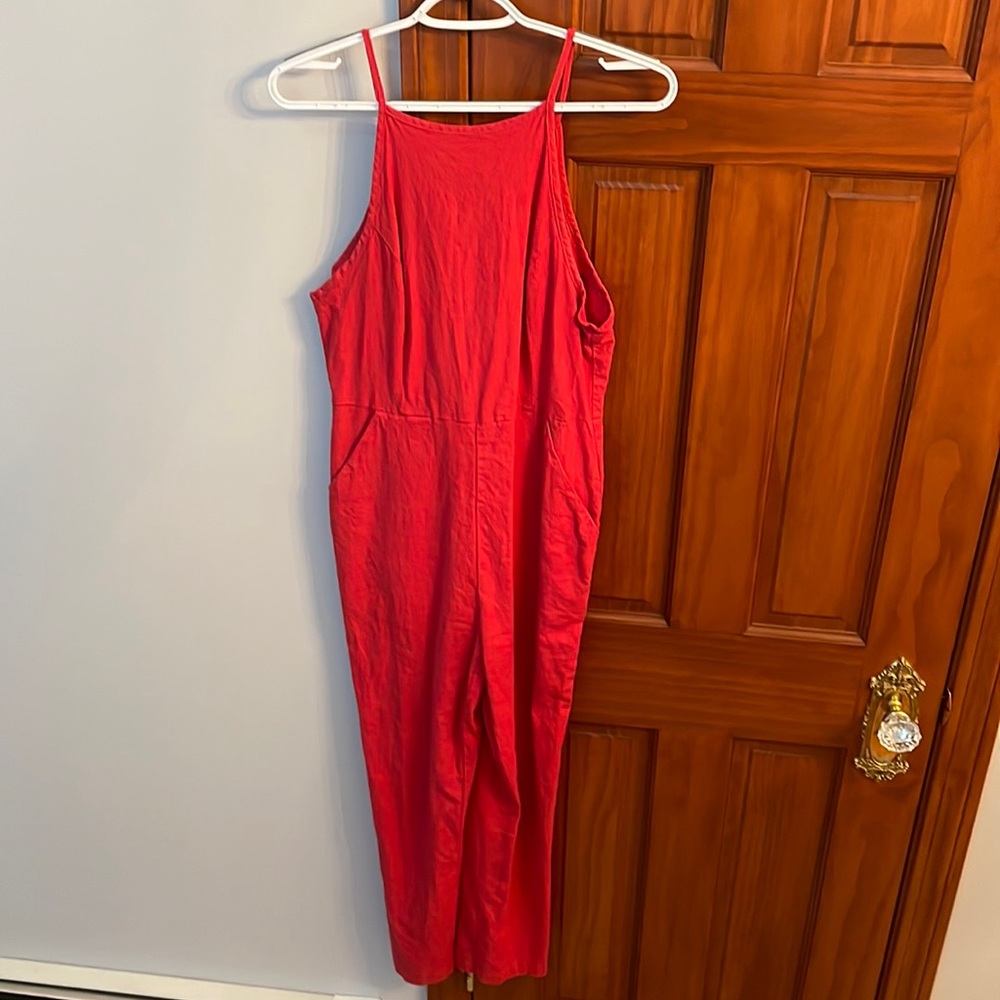 Urban Outfitters Hattie High Neck Linen Jumpsuit